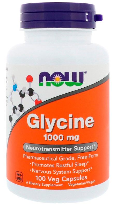Аминокислоты Now Foods Glycine 1000 мг (100 желевых капсул)